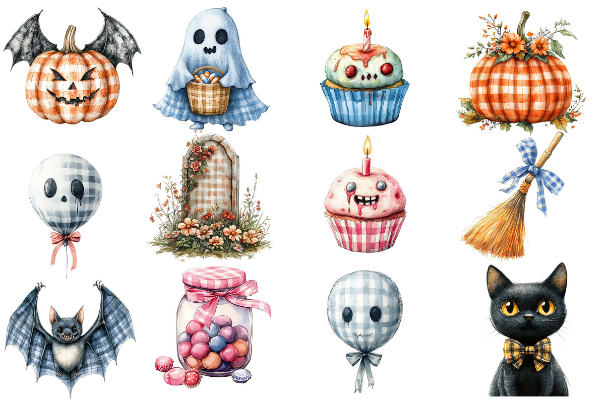 Gingham Halloween Clipart, an Illustration by Designworld (Photo 2 of 5)