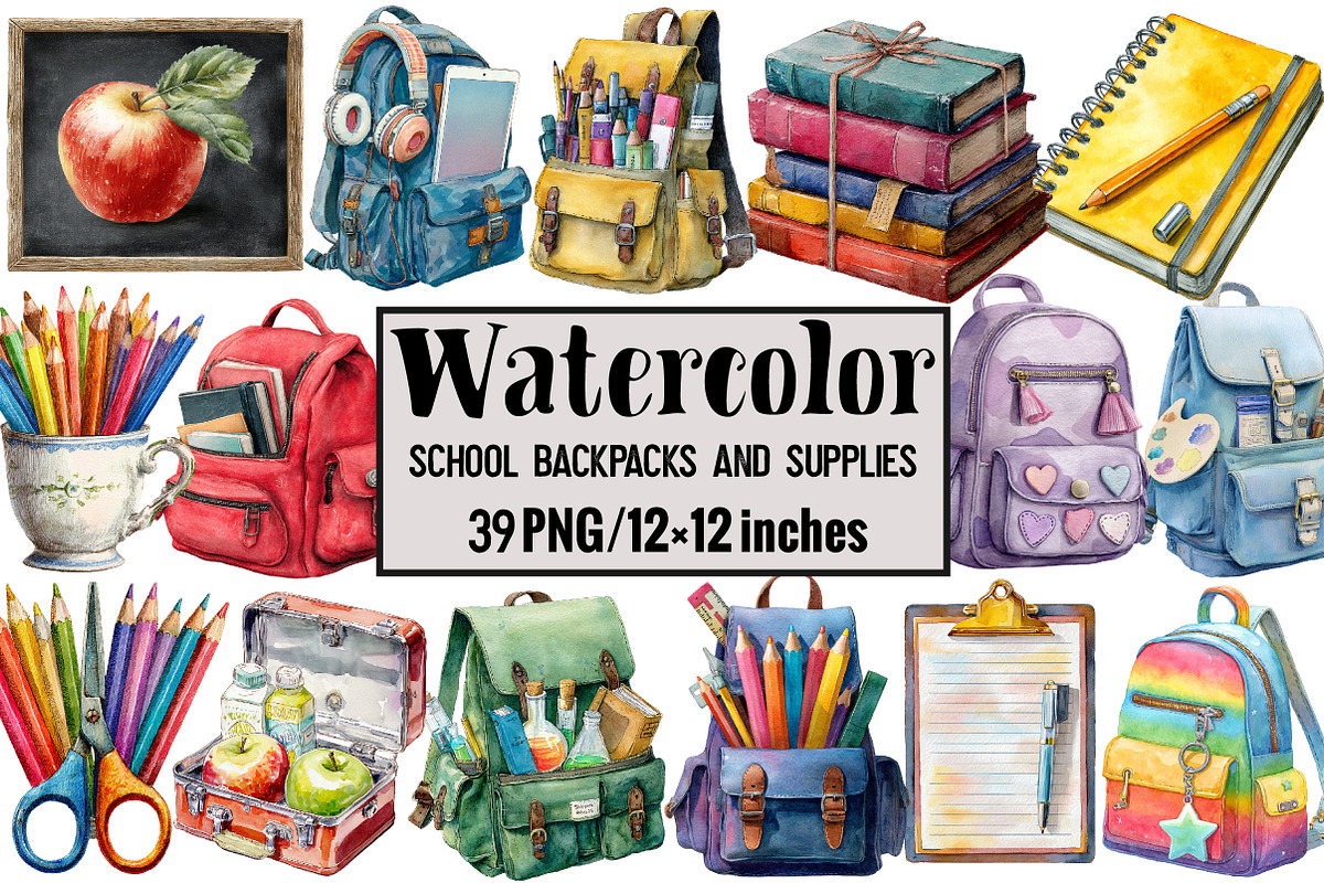 School Backpacks and Supplies, an Illustration by Design Market (Photo 1 of 4)