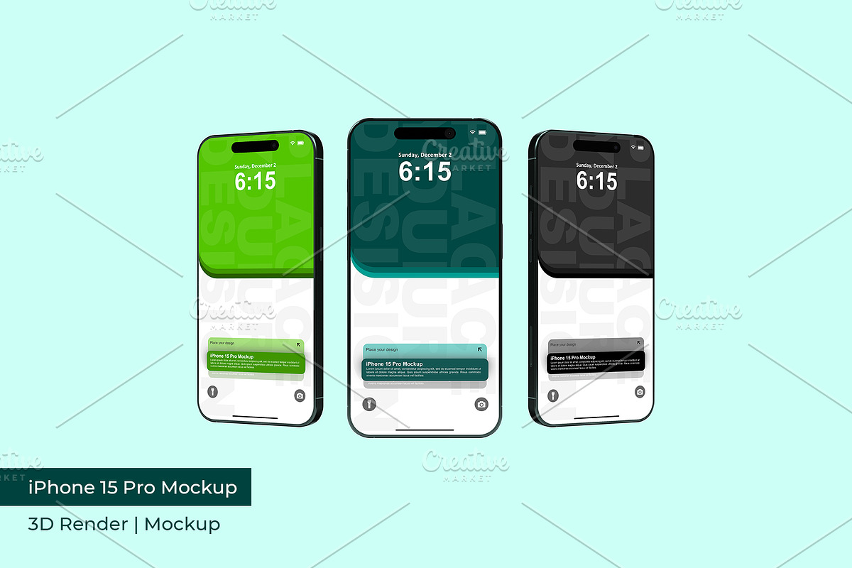 iPhone 15 Pro Mockup | 3D Rendering, an iPhone Mockup by mrfauzi (Photo 11 of 17)