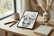 Cute Wizard Coloring Book Pages vol1, a Seasonal Illustration by ikarifq shop (Thumbnail 4 of 5)