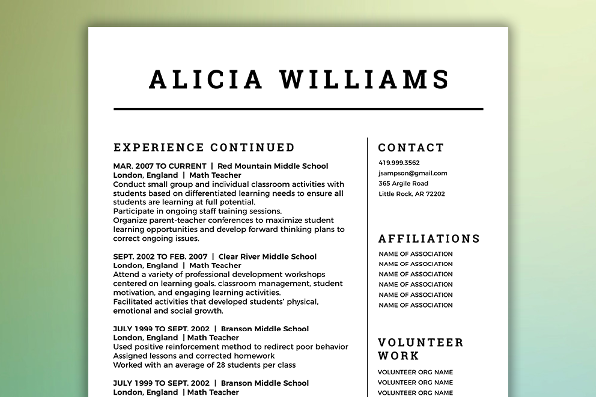 CV Template | Simple Resume Package, a Resume Template by Scribbled Napkin Design (Photo 2 of 4)