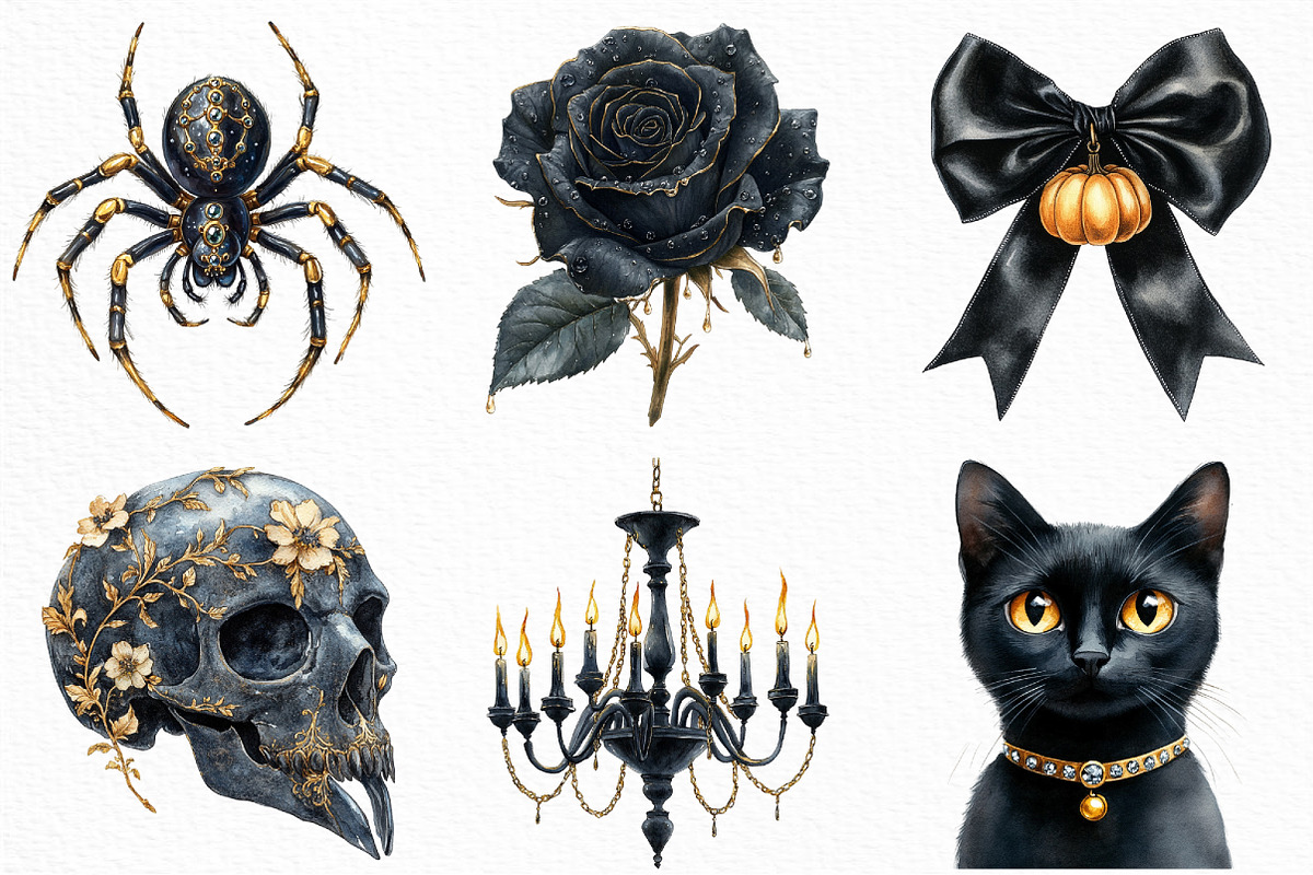 Luxury Black and Gold Halloween PNG, an Illustration by Craft Nest (Photo 2 of 6)