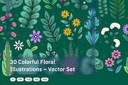 30 Colorful Floral Illustrations, a Decorative Illustration by crafty (Thumbnail 1 of 4)