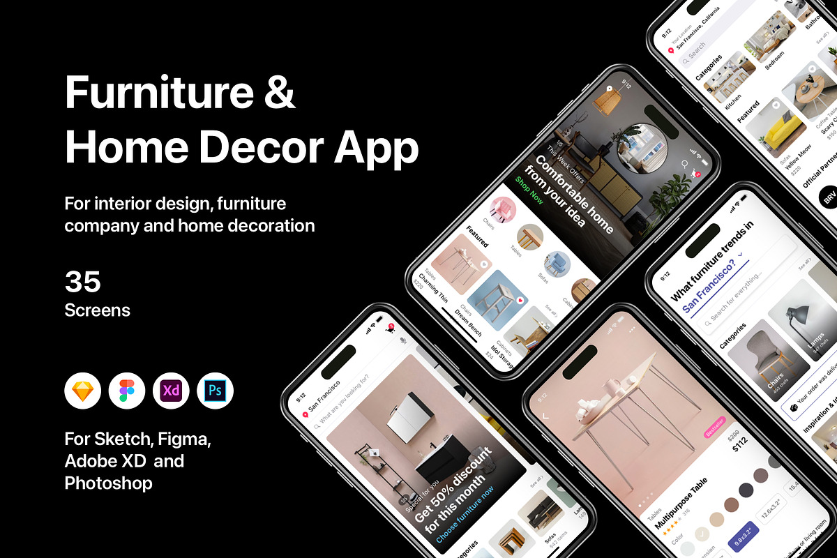 Furniture & Home Decor App, an UI Kit Template by flr.24 (Photo 1 of 2)