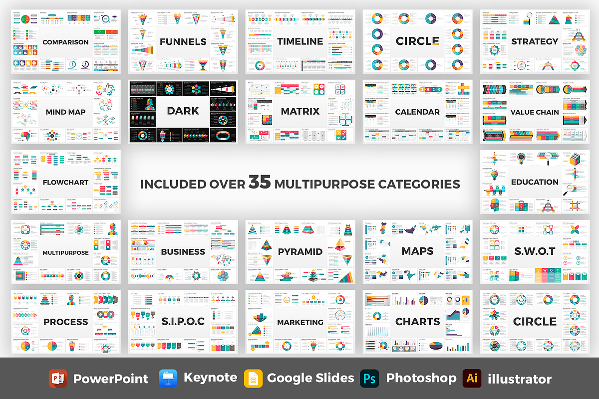 2700 Infographics Templates, a Presentation Template by SlideOne (Photo 2 of 35)