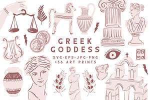 Ancient Greek Illustrations in Pink