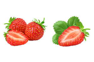 Strawberry and half isolated on, a Food & Drink Photo by NataPhoto