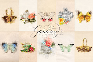 Garden Party Watercolor Graphics