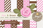 Pink and Brown Digital Paper, a Pattern Graphic by JennyL Designs (Thumbnail 1 of 3)