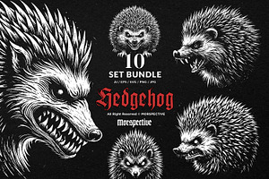 10 Bundle Dark Art Hedgehog thorns, an Illustration by Morspective
