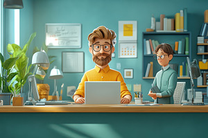 Man and boy working together in a mo, a Photo by Tanuart