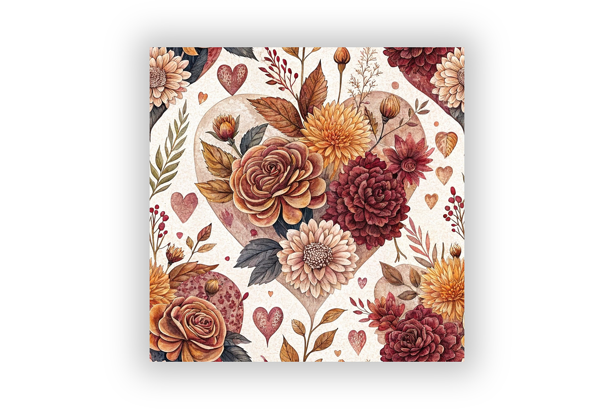 Autumn Heart Romantic Digital Paper, a Pattern Graphic by FloridPrintables (Photo 6 of 9)