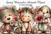 Spring Watercolor Animals Clipart, an Illustration by Craft Nest (Thumbnail 1 of 11)