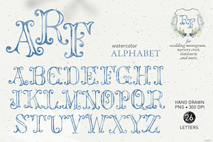 Blue monogram typeface crest initial