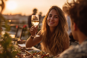 Cheers at sunset with friends, a Photo by Beautiful things