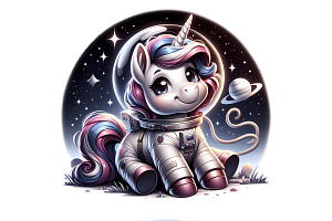 Astronaut Unicorn PNG Pack