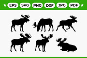 Moose Silhouette Vector Bundle, an Object Graphic by Artonix (Thumbnail 1 of 3)