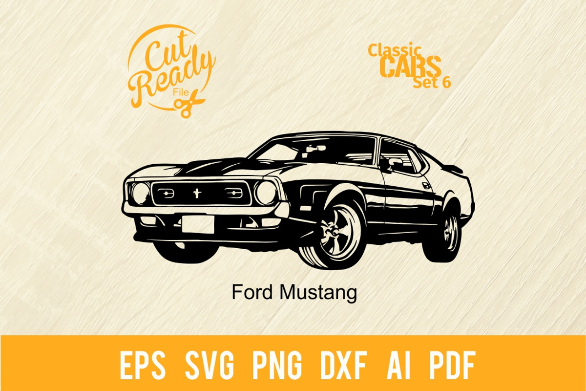 Ford Mustang SVG - Muscle Car SVG, a Transportation Illustration by Digital-Clipart