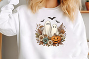 Vintage Boho Floral Ghost Pumpkin, a Seasonal Illustration by CraftArtStudio (Thumbnail 3 of 4)