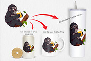 Gorilla Beer Day Clipart, a Graphic by Artnoy (Thumbnail 4 of 5)