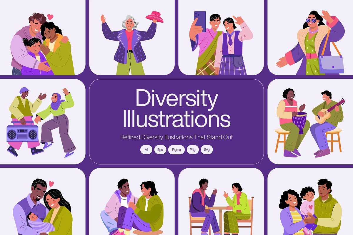 Diversity Illustrations Art Set, a Person Illustration by Brickclay (Photo 1 of 10)