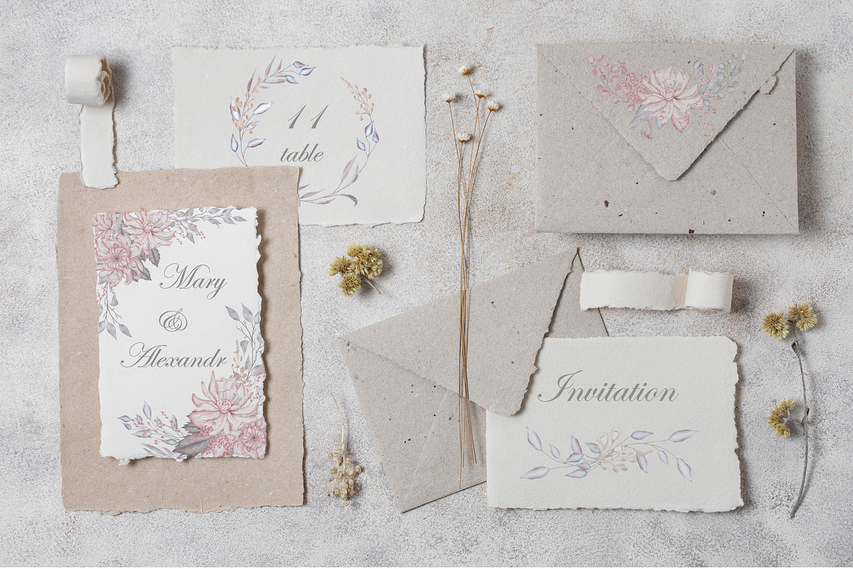 Dusty pink watercolor floral set, a Graphic by TatiArti (Photo 2 of 12)