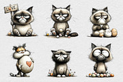 Quirky Easter Grumpy Cat Clipart, an Illustration by DreamCafeArt (Thumbnail 3 of 6)