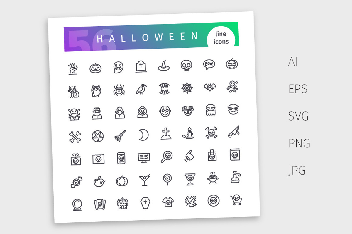 Halloween Line Icons Set, an Outline Icon by Voysla's Shop (Photo 4 of 4)