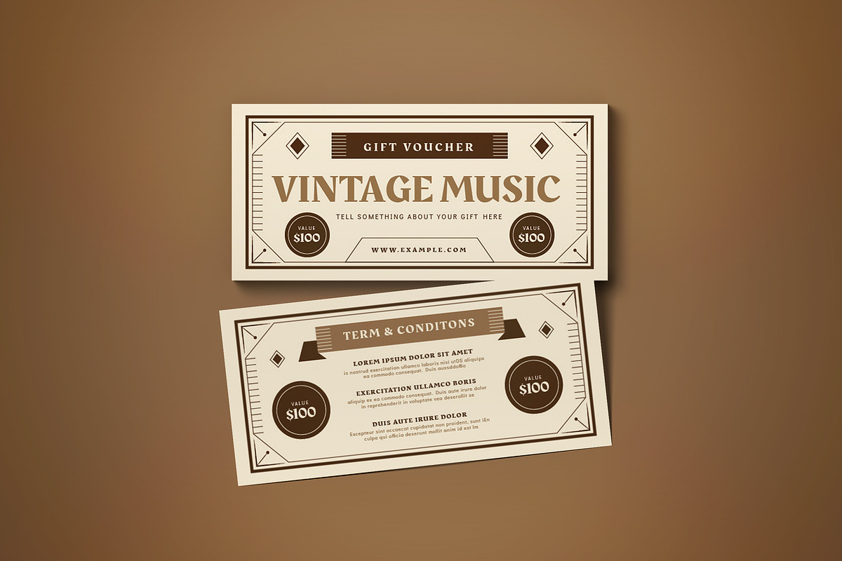Vintage Music Voucher, a Card Template by graphicook (Photo 1 of 3)