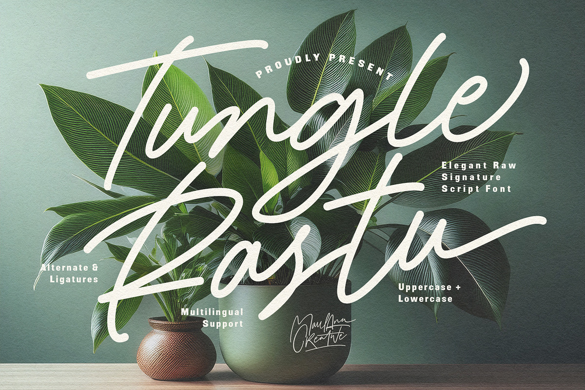 Tungle Rastu Raw Signature Script, a Script Font by Maulana Creative (Photo 1 of 7)