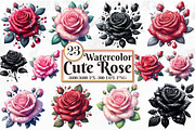 Watercolor Cute Rose PNG Clipart, a Seasonal Illustration by Craft Nest (Thumbnail 1 of 5)