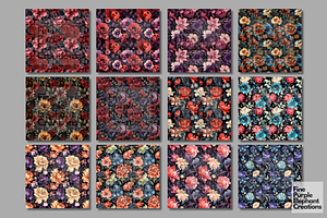 Dark Mystic Floral Digital Paper