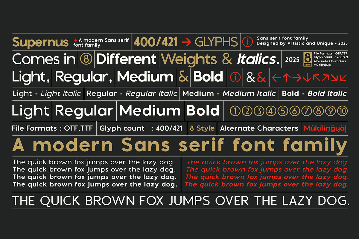 Supernus - Sans serif Font Family, a Sans Serif Font by Artistic & Unique (Photo 3 of 15)