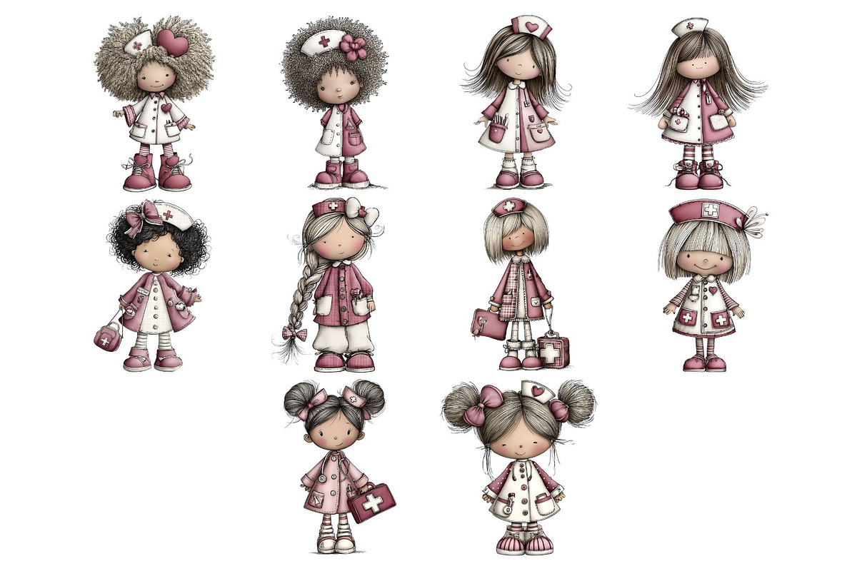 Pink Nurse PNG Clipart Bundle, a Person Illustration by Nicolle's Colorful Art (Photo 4 of 4)