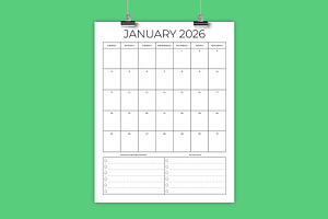 2026 Vertical 8.5x11 Inch Calendar, a Stationery Template by Running With Foxes
