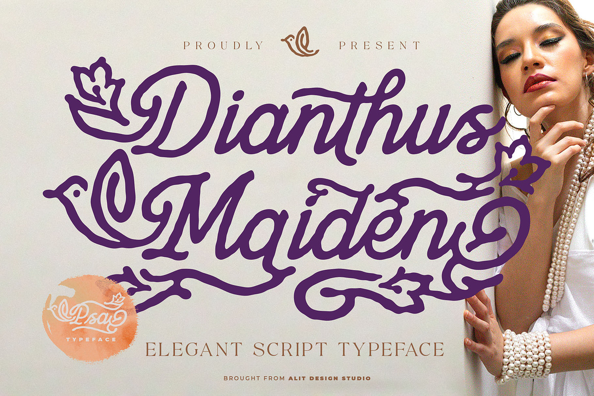 Dianthus Maiden Typeface, a Script Font by alit design (Photo 1 of 17)