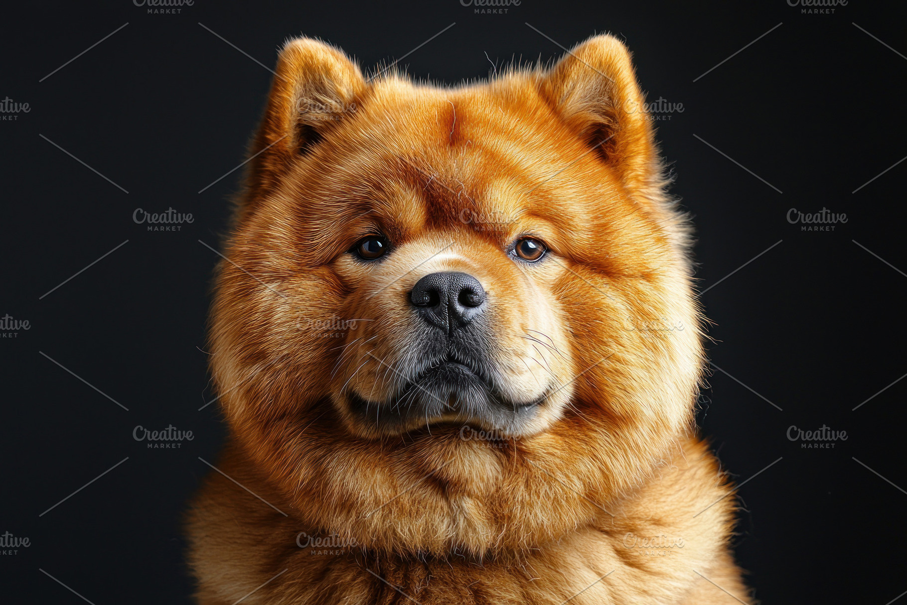 Closeup portrait of fluffy red Chow Chow dog with intense gaze a, an Animal Photo by José Manuel Gelpi