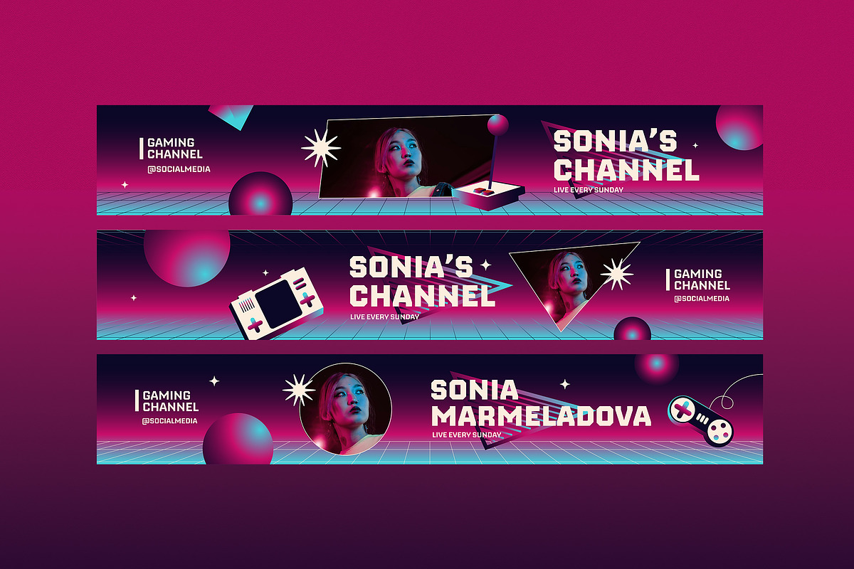 80s Gradient Gamers Youtube Channel, a Social Media Template by Guuver (Photo 2 of 2)
