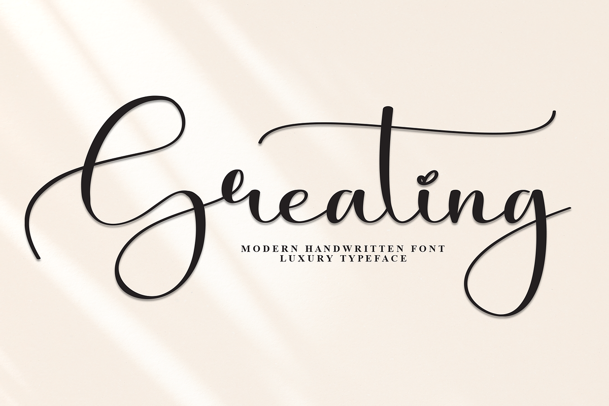 Greating | Script Font, a Handwritten Font by Scratchones (Photo 1 of 9)