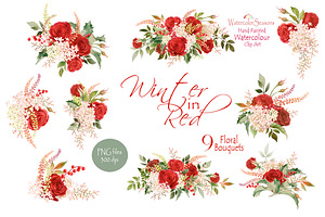 Red Roses Bouquets Clipart