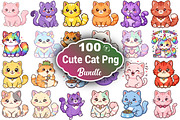 Cute Cat Clipart, an Animal Illustration by Forhadx5 (Thumbnail 1 of 8)