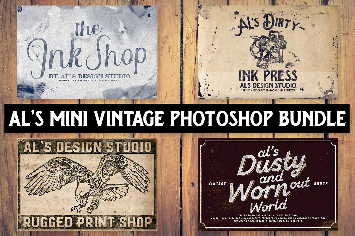 AL's Mini Photoshop Vintage Bundle, a Layer Style Add-On by AL's Design Studio (Photo 1 of 9)