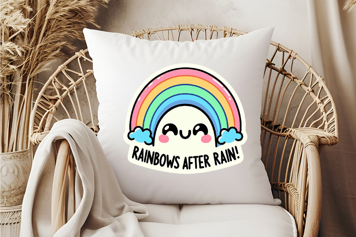 Funny,Rainbows After Rain Sticker PN, an Illustration by DreamCafeArt (Photo 6 of 7)