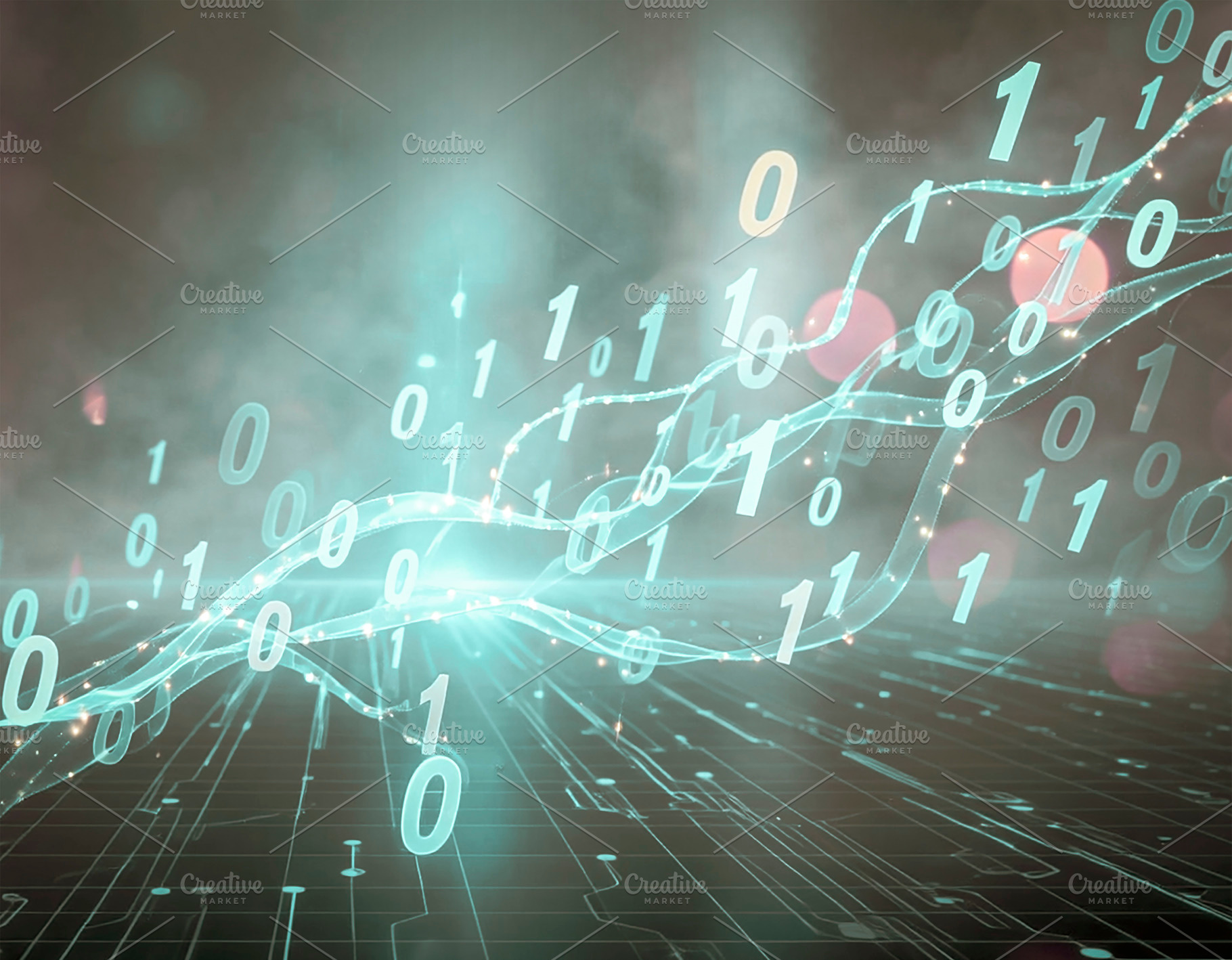 Binary numbers flowing concept, a Technology Photo by DanFLCreativo