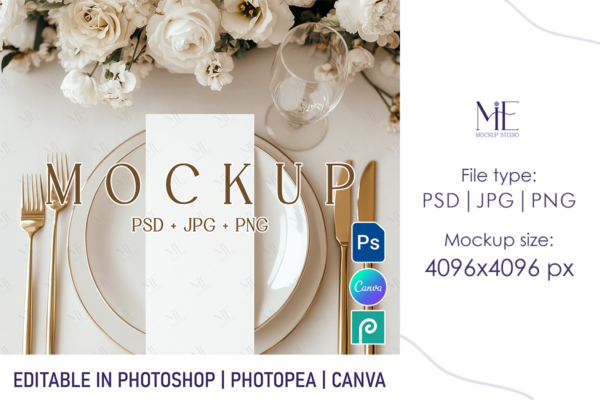 4x9 Menu Card PSD, Wedding Program, a Mockup by Mie Mockup Studio (Photo 2 of 9)
