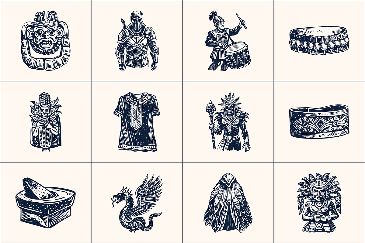 Vintage Maya Icon Set