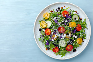 On a textured white plate, a gourmet, a Food & Drink Photo by ZinetroN