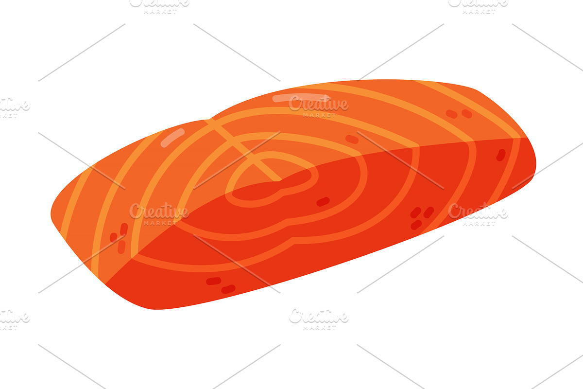 Red Salmon Fish Slab as Seafood and, a Food Illustration by TopVectors