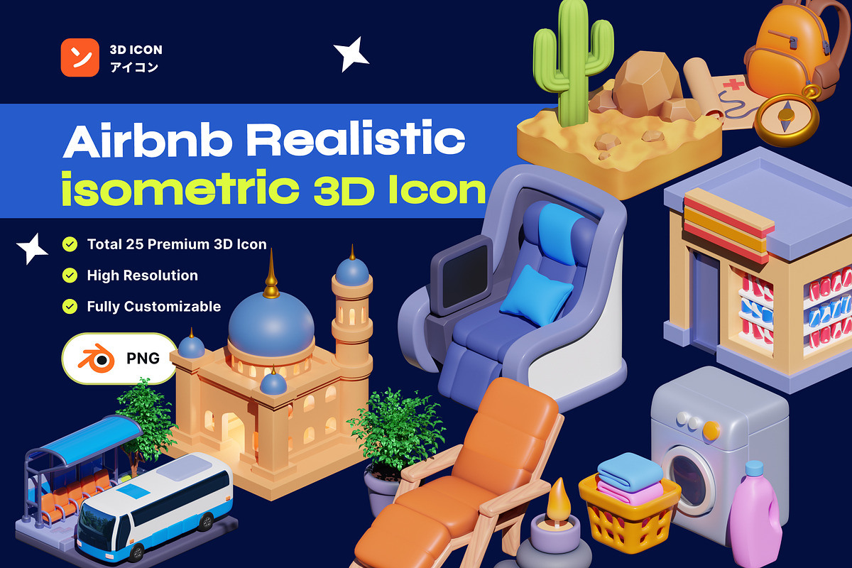 Airbnb Realistic Isometric 3D Icon, a Cars & Vehicle 3D Model by orenjidesign (Photo 1 of 8)