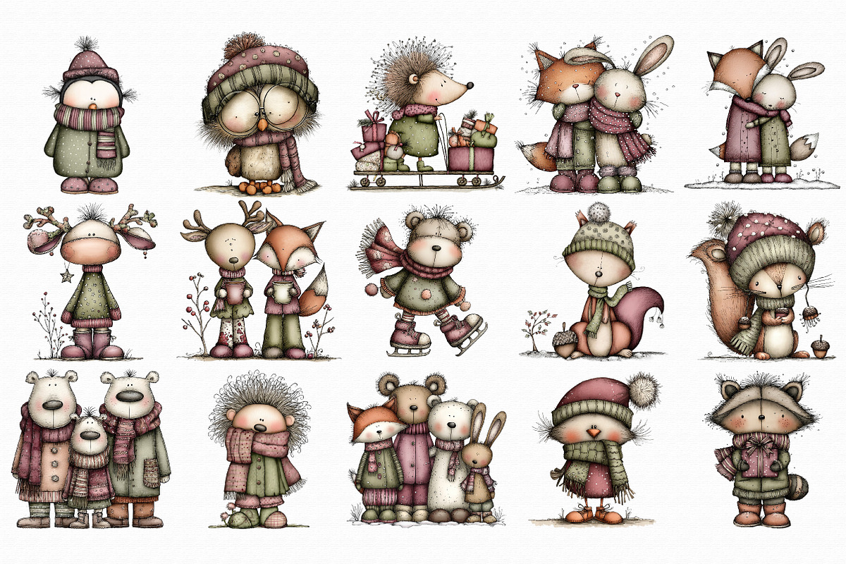 Whimsical Winter Animals Clipart, an Illustration by Libby Wishes (Photo 2 of 7)